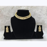 Tarangavi White Kundan Gold Plated Necklace Set - FNV-2006