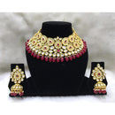 Tarangavi Maroon Beads And Kundan Choker Necklace Set - FNV-2043
