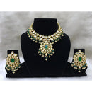 Tarangavi Green Beads And Kundan Choker Necklace Set - FNV-2053