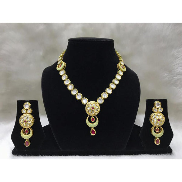 Tarangavi White Kundan Gold Plated Choker Necklace Set - FNV-2082