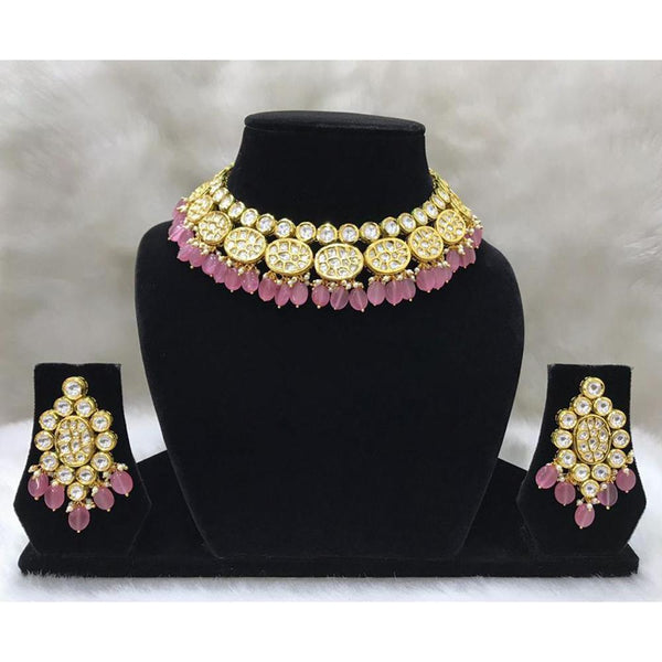 Tarangavi Designer Purple Beads Kundan Choker Necklace Set - FNV- 2055