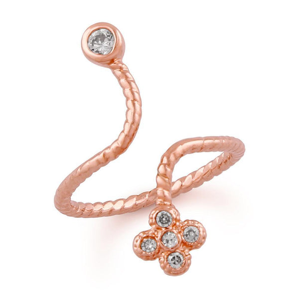 Mahi Rose Marvellous Adjustable Finger Ring With Cubic Zirconia