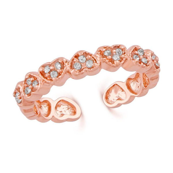 Mahi Rose Valentino Love Adjustable Finger Ring With Crystal Stones