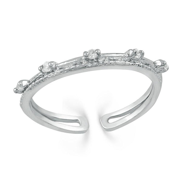 Mahi White Alloy Finger Ring With Cubic Zirconia