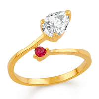 Mahi Adjustable Exclusive Solitaire Crystal Finger Ring With Cz Stones