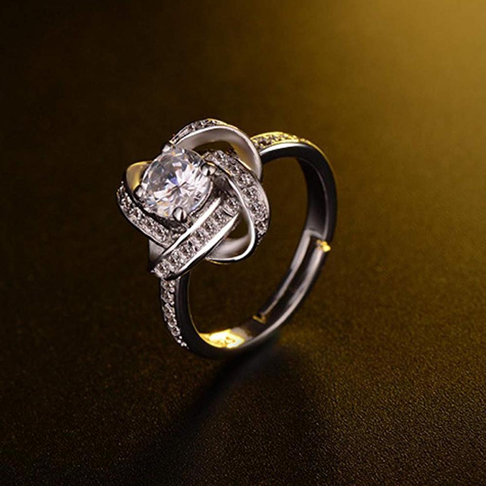 Mahi Floral Finger Ring with Crystal