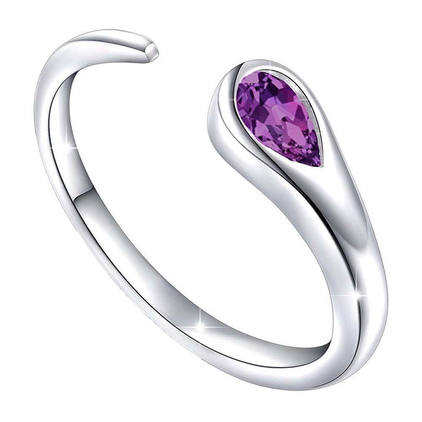 Mahi Sparkling Purple Cz Open Wrap Adjustable Finger Ring