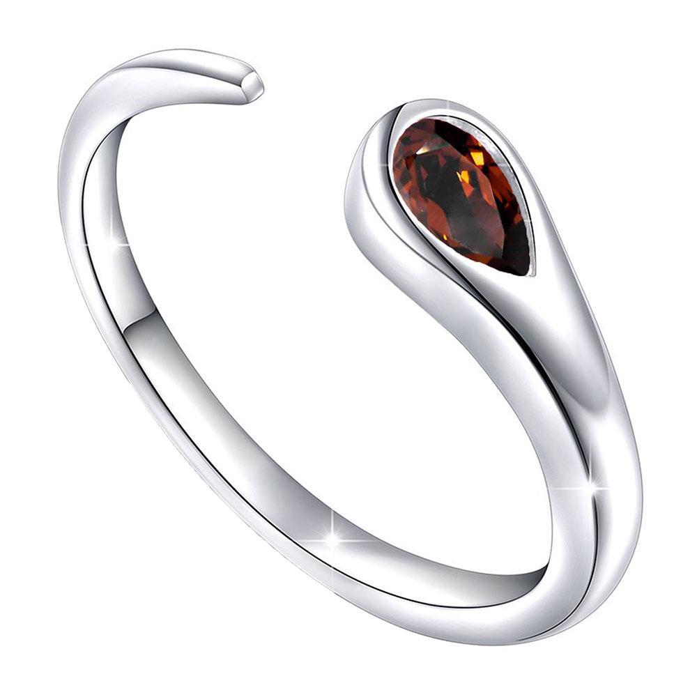 Mahi Gleaming Maroon Cubic Zirconia Open Wrap Adjustable Finger Ring