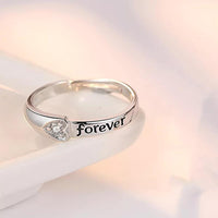 Mahi Rhodium Plated Forever Love Finger Ring With Solitaire Crystal