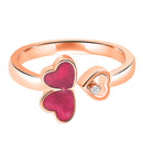 Mahi Tripple Heart Red Meena Work Rosegold Plated Adjustable Finger Ring for Women (FR1103128ZRed)