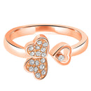 Mahi Tripple Heart Rosegold Plated Adjustable Finger Ring with Crystal for Women (FR1103129ZWhi)