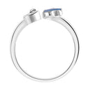 Mahi Tripple Heart Blue Meena Work Silver Color Adjustable Finger Ring for Women (FR1103131RBlu)