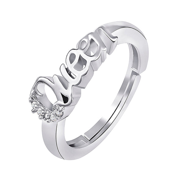 Mahi Valentine Special Queen Adjustable Finger Ring for Women with Crystals (FR1103141R)