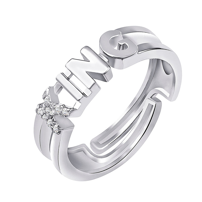 Mahi Valentine Special King Adjustable Finger Ring for Men with Crystals (FR1103142R)