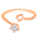 Mahi Rose Gold Plated Floral and Round Shape Adjustable Finger Ring with Cubic Zirconia for Women (FR1103160ZWhi)