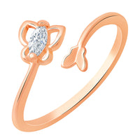 Mahi Rose Gold Plated Butterfly Shape Adjustable Finger Ring with Cubic Zirconia for Women (FR1103163ZWhi)