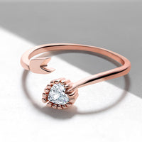 Mahi Rose Gold Plated Heart and Arrow Shaped Adjustable Finger Ring with Cubic Zirconia for Women (FR1103171ZWhi)