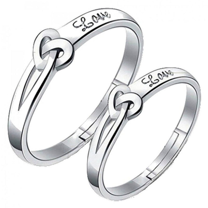 Bhavi Jewels Silver Plated Adjustable Couple Ring