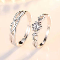 Mahi White Crystal Proposal Adjustable Couple Ring for Men and Women (FRCO11031338R)