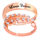 Mahi Rose Gold Plated Valentine Gifts Love Forever and Leavs Shaped Adjustable Couple Ring with Crystal (FRCO1103177Z)