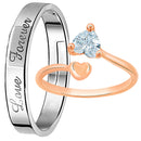 Mahi Valentine Gifts Love Forever and Dual Heart Adjustable Couple Ring with Cubic Zirconia (FRCO1103185M)