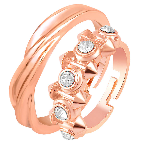 Bhavi Jewels Rose Gold Plated  Adjustable Couple Ring