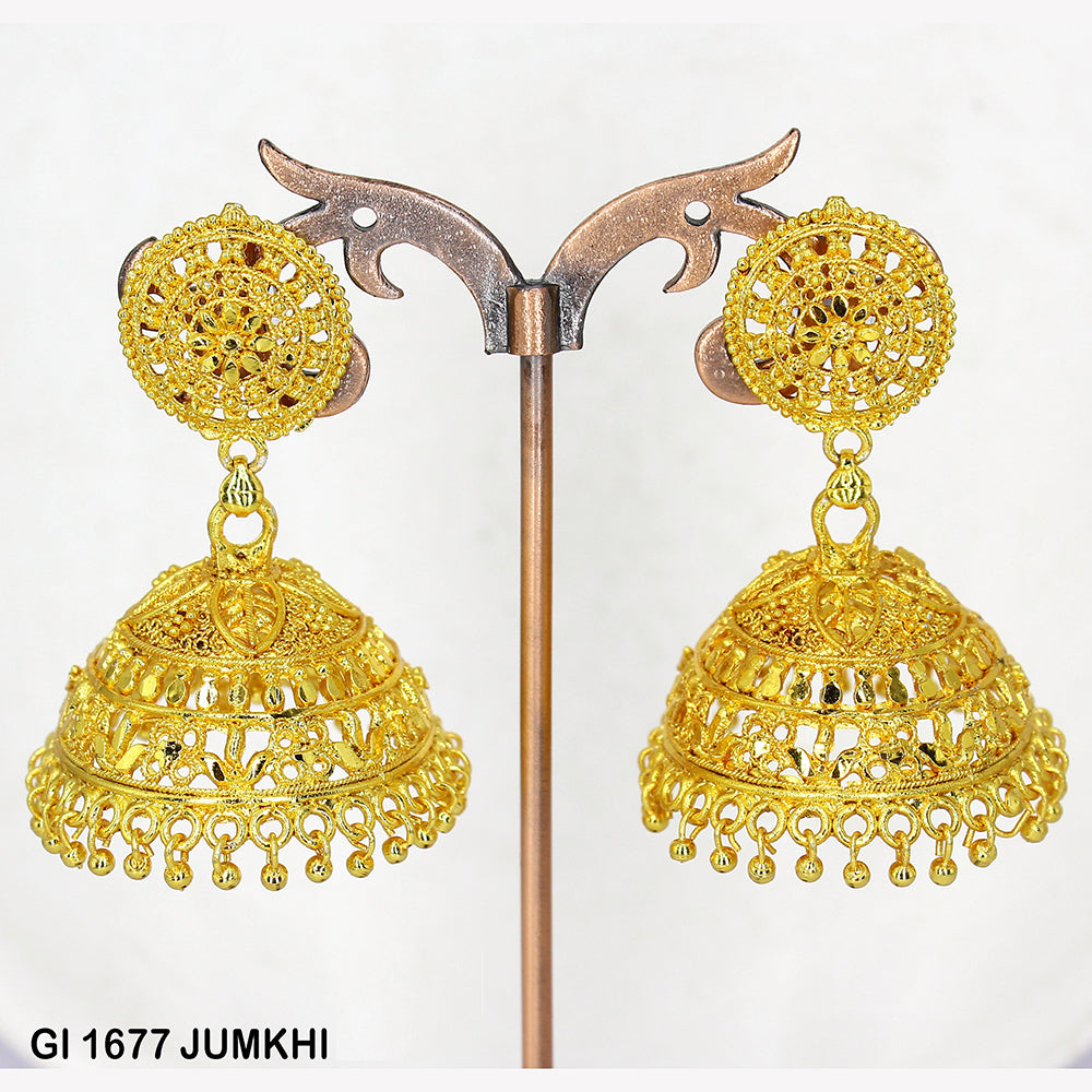 Mahavir Gold Plated Jhumki Earrings