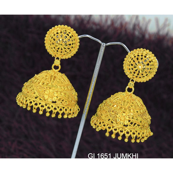 Mahavir Gold Plated Jhumki Earrings  - GI Jumkhi 1651