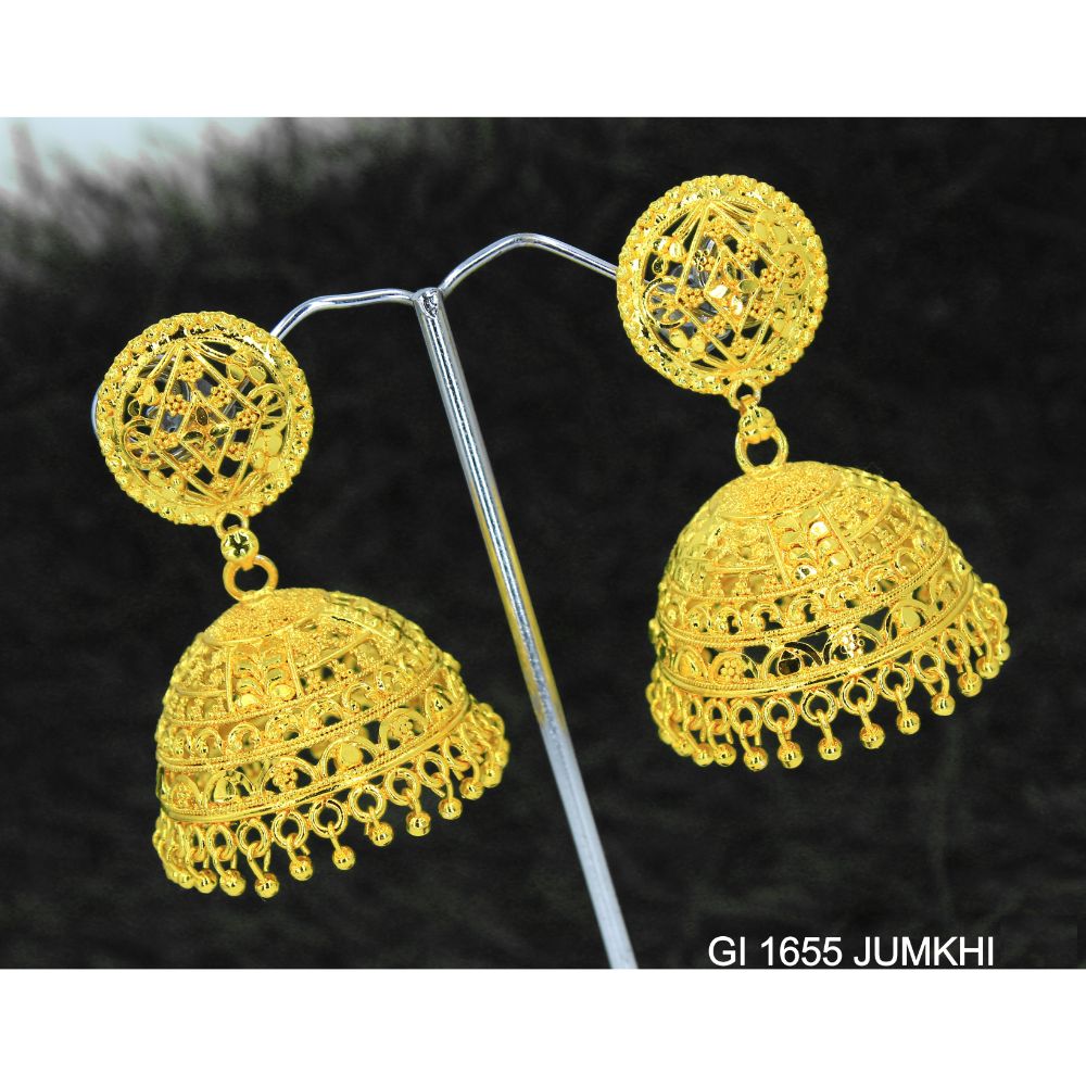 Mahavir Gold Plated Jhumki Earrings  - GI Jumkhi 1655