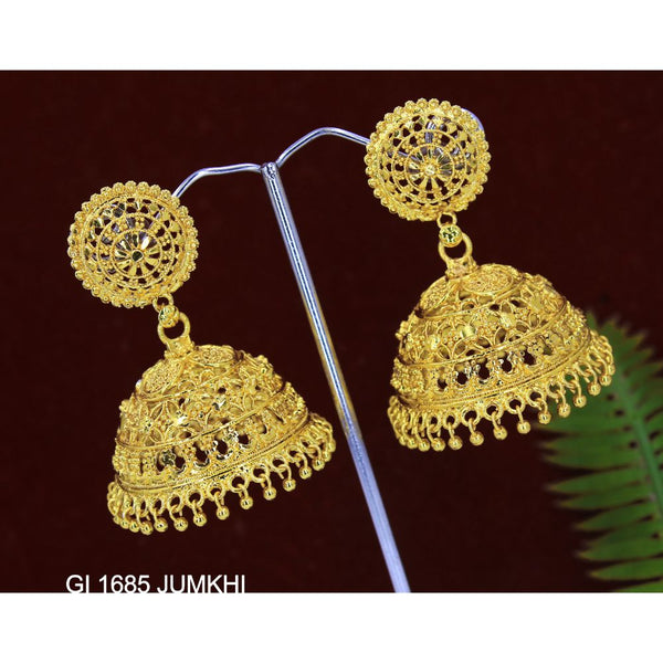 Mahavir Gold Plated Jhumki Earrings  - GI Jumkhi 1685