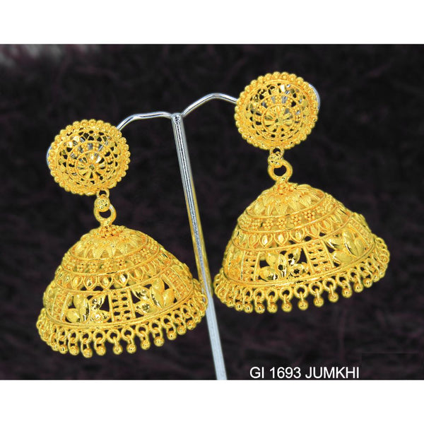 Mahavir Gold Plated Jhumki Earrings  - GI Jumkhi 1693