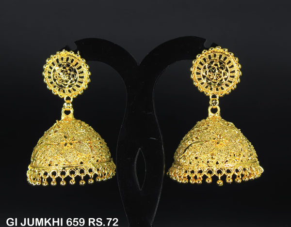 Mahavir Gold Plated Jhumki Earrings  - GI Jumkhi 659