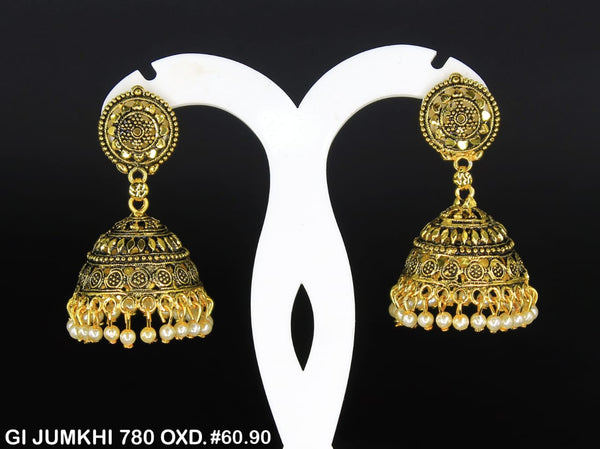 Mahavir Gold Plated Jhumki Earrings  - GI Jumkhi 780