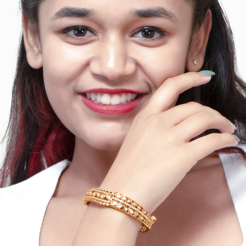 Nipura Golden Floral Kada Bracelet