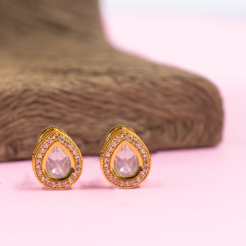 Nipura Golden Zircon Paisely Stud Earrings