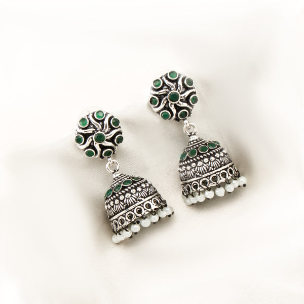 Nipura Green Amapola Jhumkas