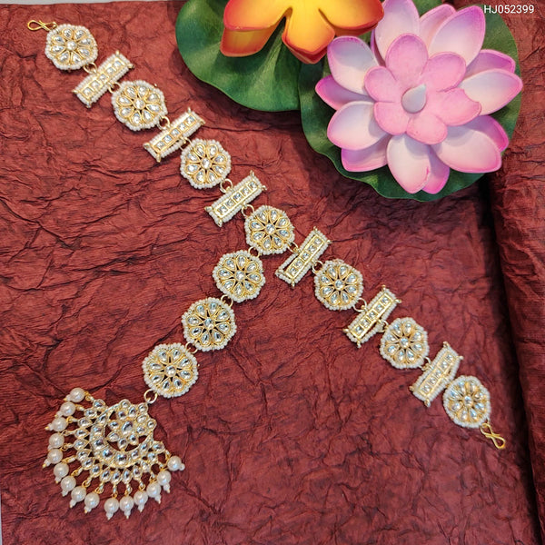 Heera Jewellers Gold Plated Kundan Designer Sheeshphool/ Head Band With Maangtikka