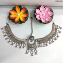 Heera Jewellers Oxidised Silver Plated Mirror Thread Maang Tikka - HJACC139