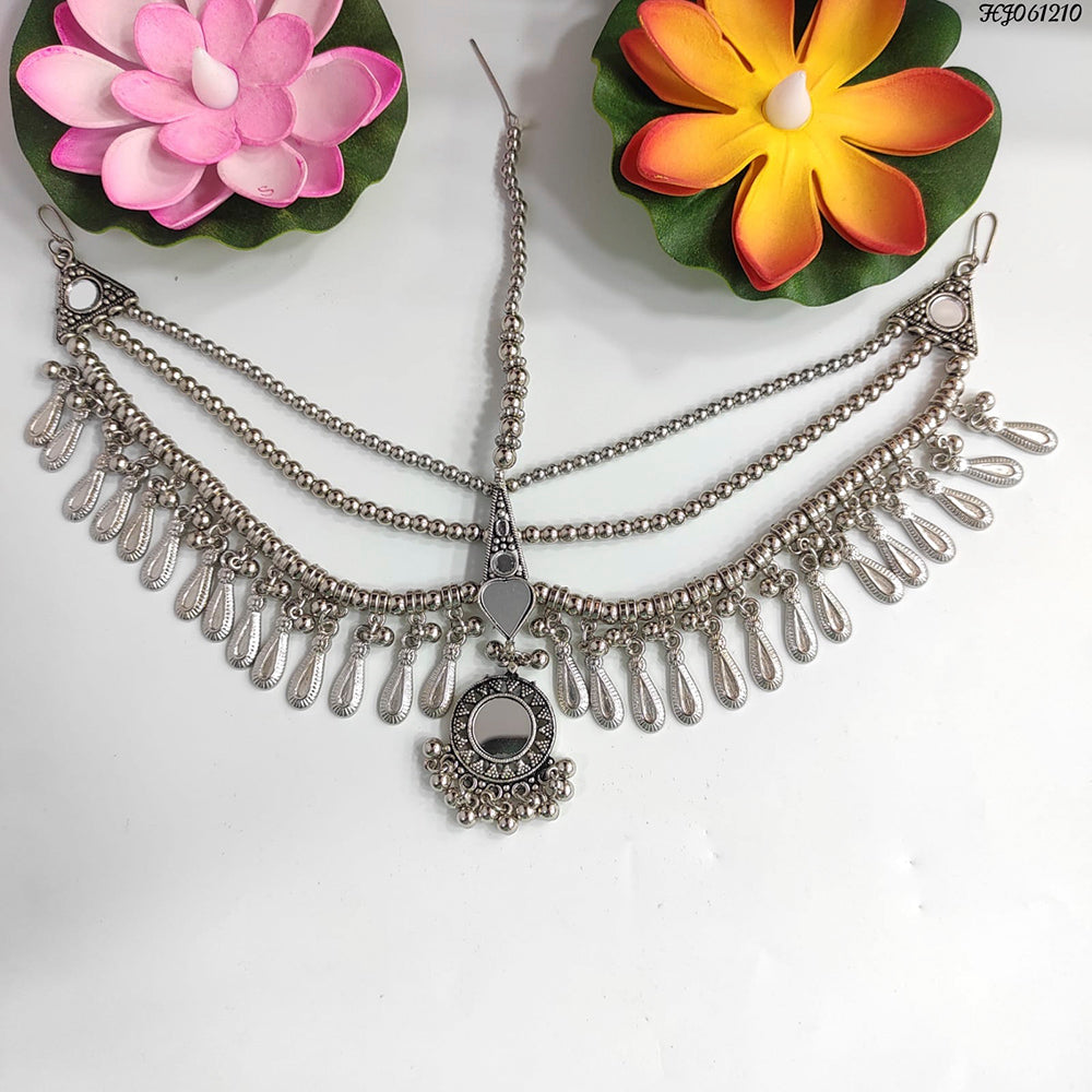 Heera Jewellers Oxidised Silver Plated Mirror  Maang Tikka - HJACC158