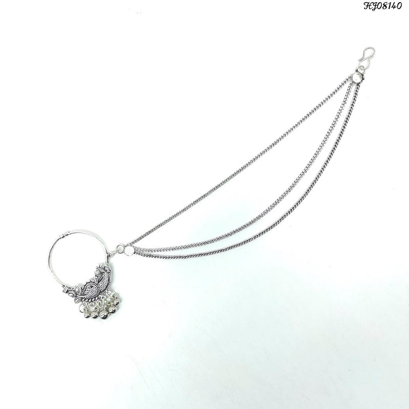Heera Jewellers Oxidised Silver Plated Nose Ring - HJACC165
