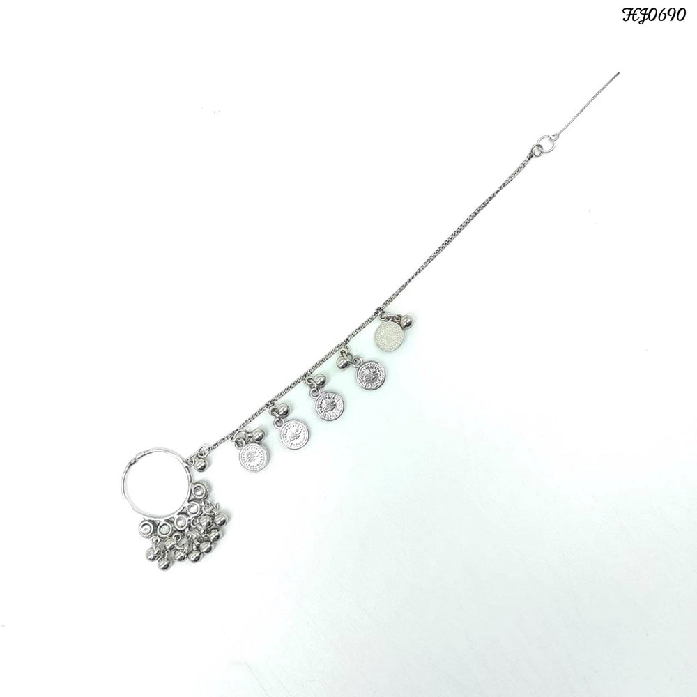 Heera Jewellers Oxidised Silver Plated Nose Ring - HJACC169