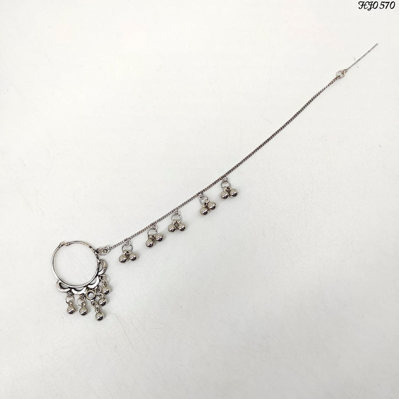 Heera Jewellers Oxidised Silver Plated Nose Ring - HJACC173