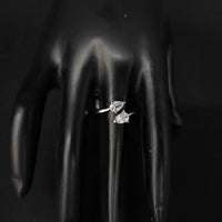 Heera Jewellers Silver Plated Crystal Stone Oval Shape Adjustable Ring