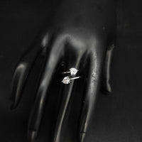 Heera Jewellers Silver Plated Crystal Stone Heart Shape Adjustable Ring