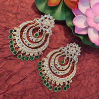 Heera Jewellers Gold Plated Kundan & Beads Dangler Earrings