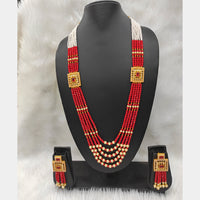 Heera Jewellers Gold Plated Pearl Multi Layer Long Necklace Set