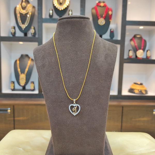 Heera Jewellers Gold Plated Alphabet ' J ' In Heart Chain Pendant