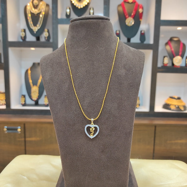 Heera Jewellers Gold Plated Alphabet ' G ' In Heart Chain Pendant