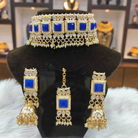 Heera Jewellers Gold Plated Kundan Stone & Pearl Choker Necklace Set