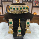 Heera Jewellers Gold Plated Kundan Stone & Pearl Choker Necklace Set